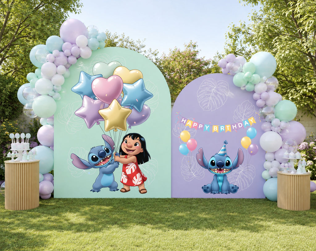 Personalized Blue Alien Birthday Backdrop & Cutouts Set | Hawaii Party Decorations