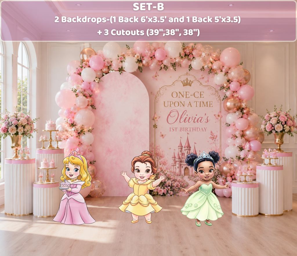 Baby Princess Birthday Backdrop & Cutouts | Personalized Royal Baby Shower Party Decorations