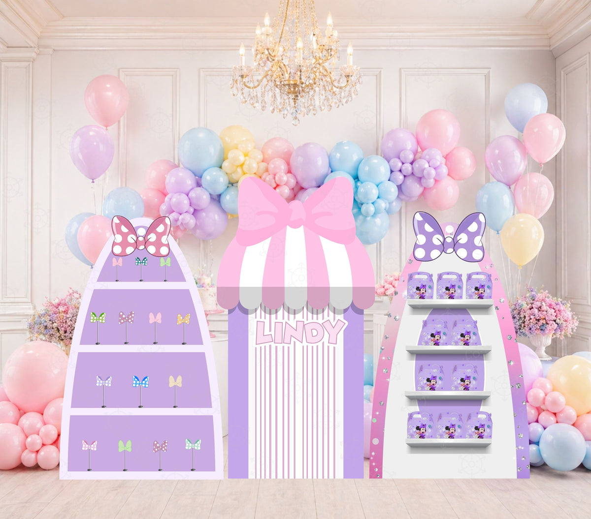 Bow-Tique Birthday Backdrop & Cutouts | Pink Bow Party Decor