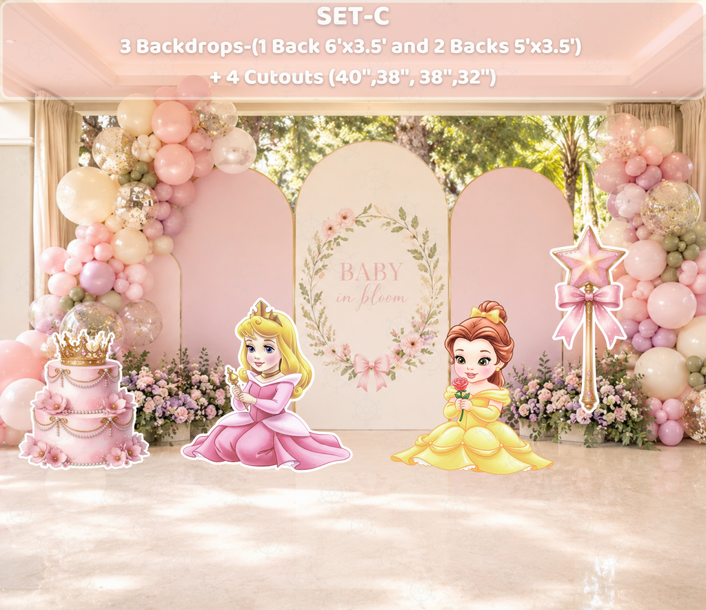 Baby Princess Birthday Backdrop & Cutouts | Personalized Royal Baby Shower Party Decorations