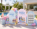 Custom Blue Puppy Pool Party Backdrop & Cutouts | Personalized Summer Kids Birthday Decorations