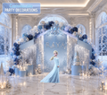 Snow Queen Princess Ice Castle Backdrop | Personalized 3-Panel Arch Birthday Party Decor