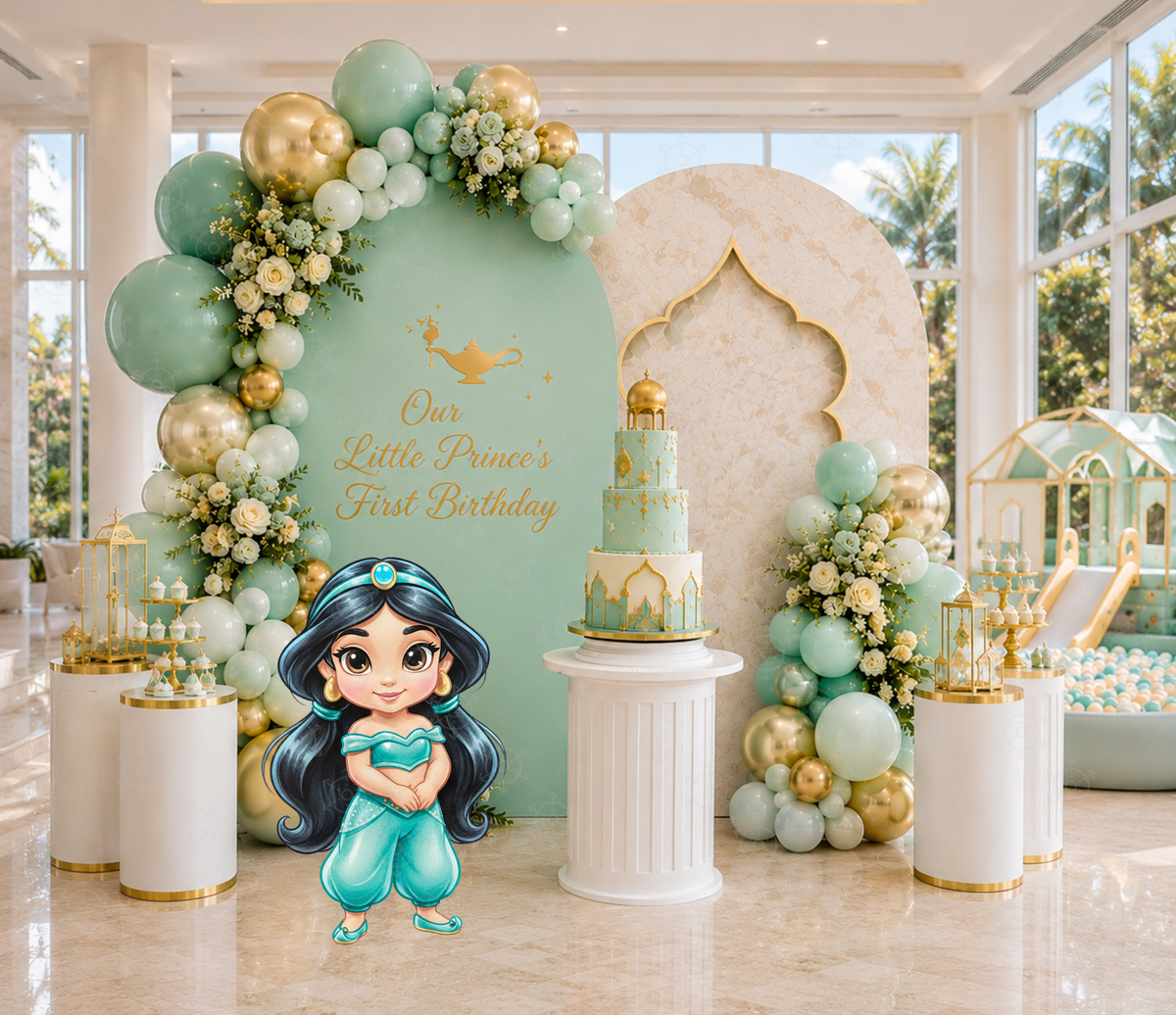 Baby Princess Birthday Backdrop & Cutouts | Personalized Royal Baby Shower Party Decorations