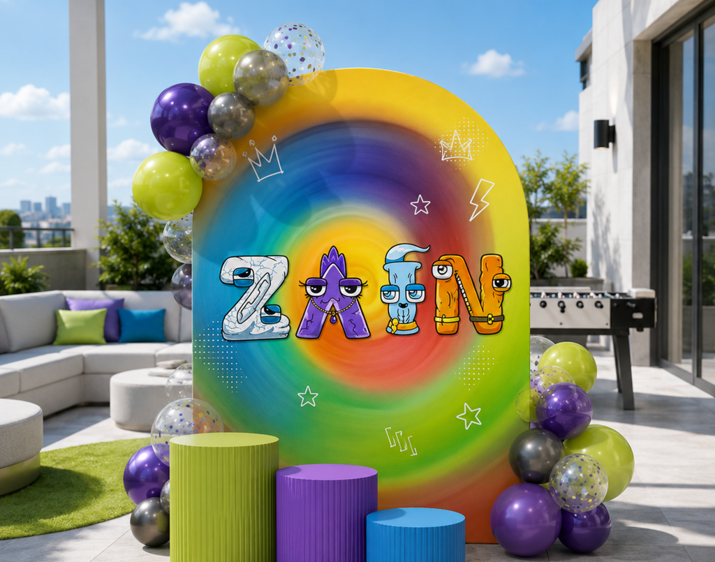 Custom Alphabet Lore Birthday Backdrop & Character Cutouts | Personalized Kids Party Decorations