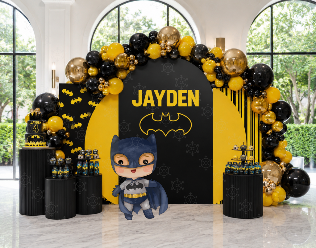 Superhero First Birthday Backdrop & Cutouts | Personalized Comic City Party Decorations