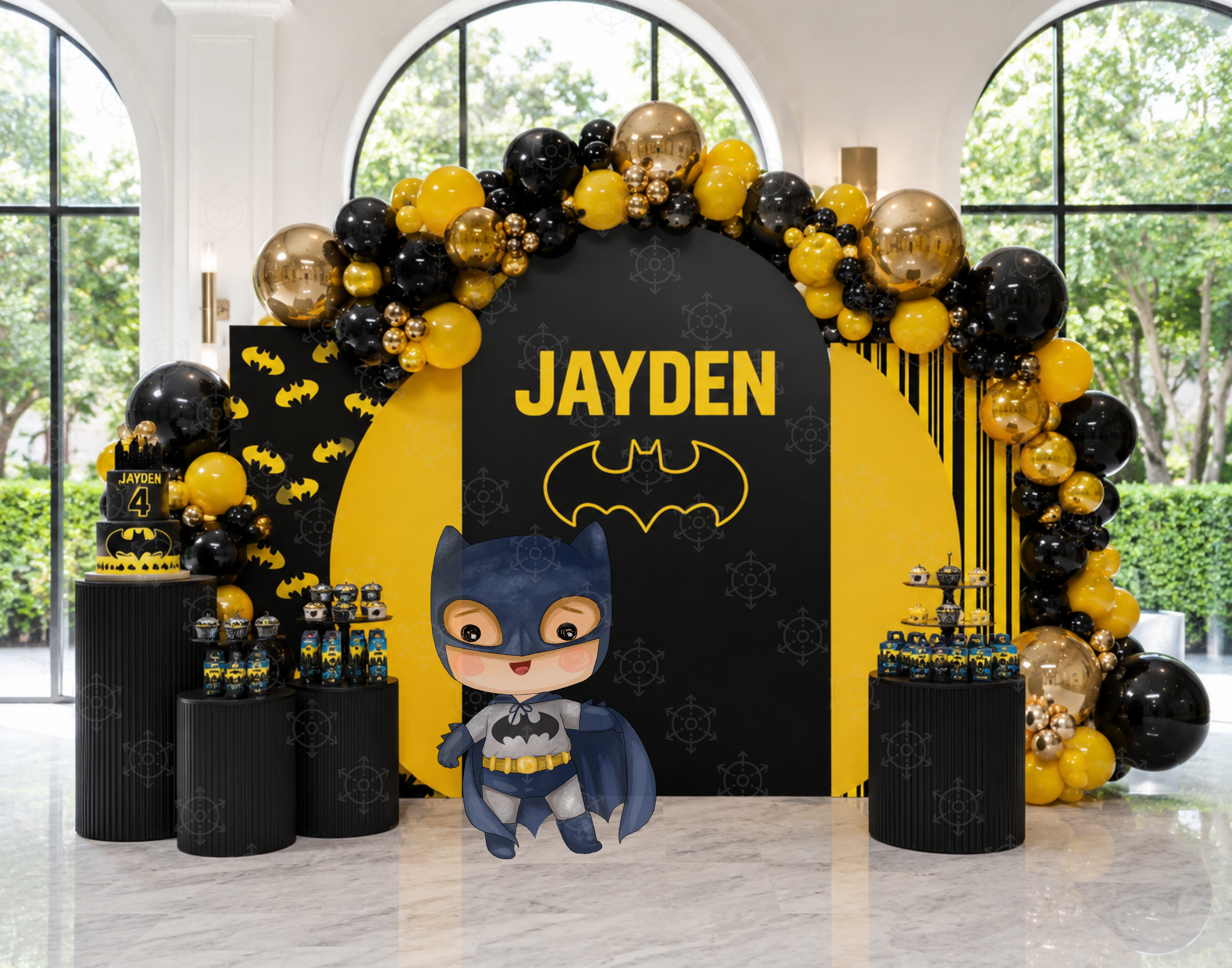 Superhero First Birthday Backdrop & Cutouts | Personalized Comic City Party Decorations