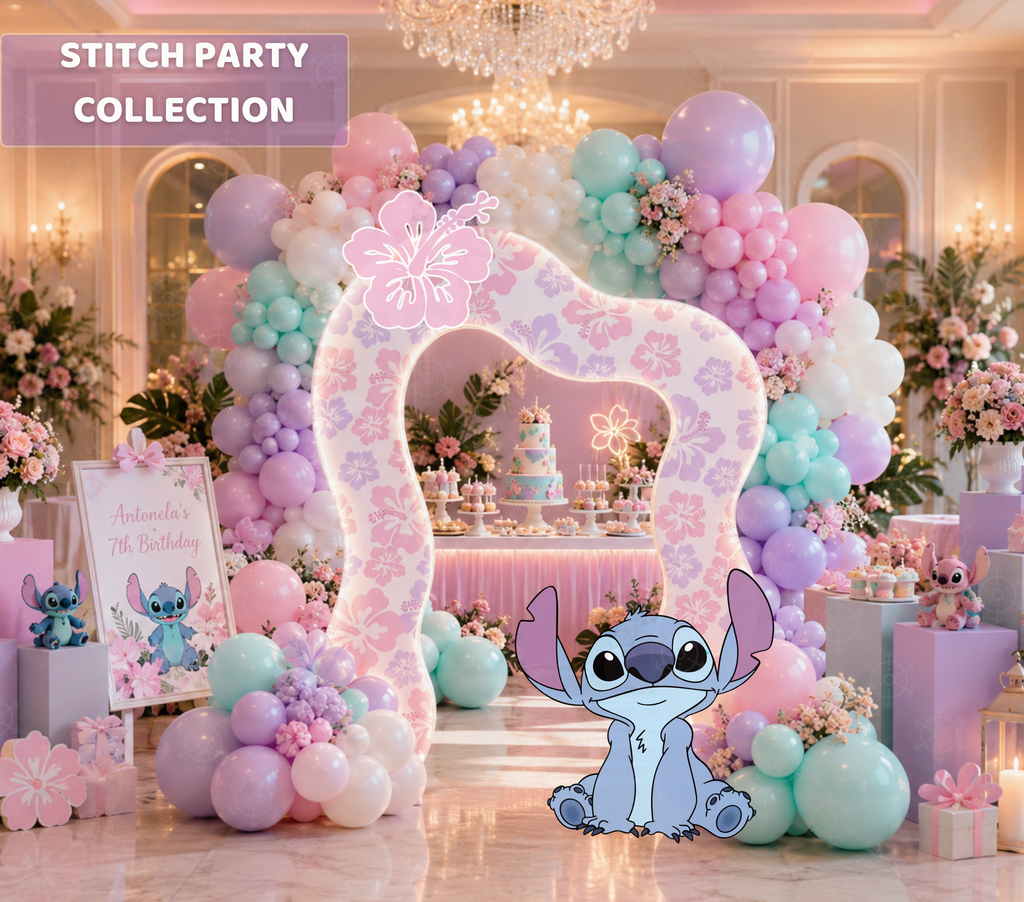 Tropical Blue Alien Birthday Backdrop & Cutouts | Custom Hawaiian Party Decorations