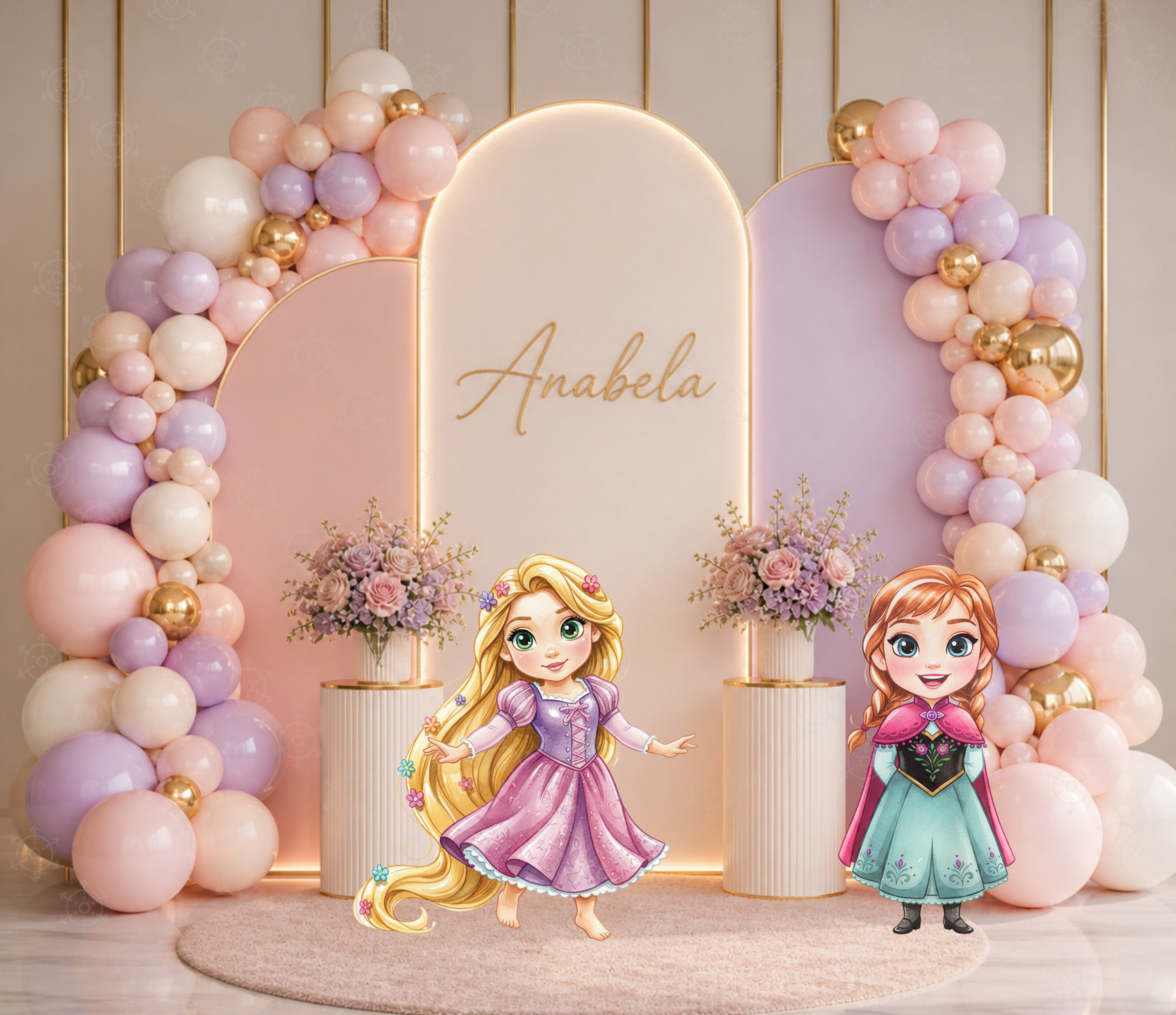 Baby Princess Birthday Backdrop & Cutouts | Personalized Royal Baby Shower Party Decorations