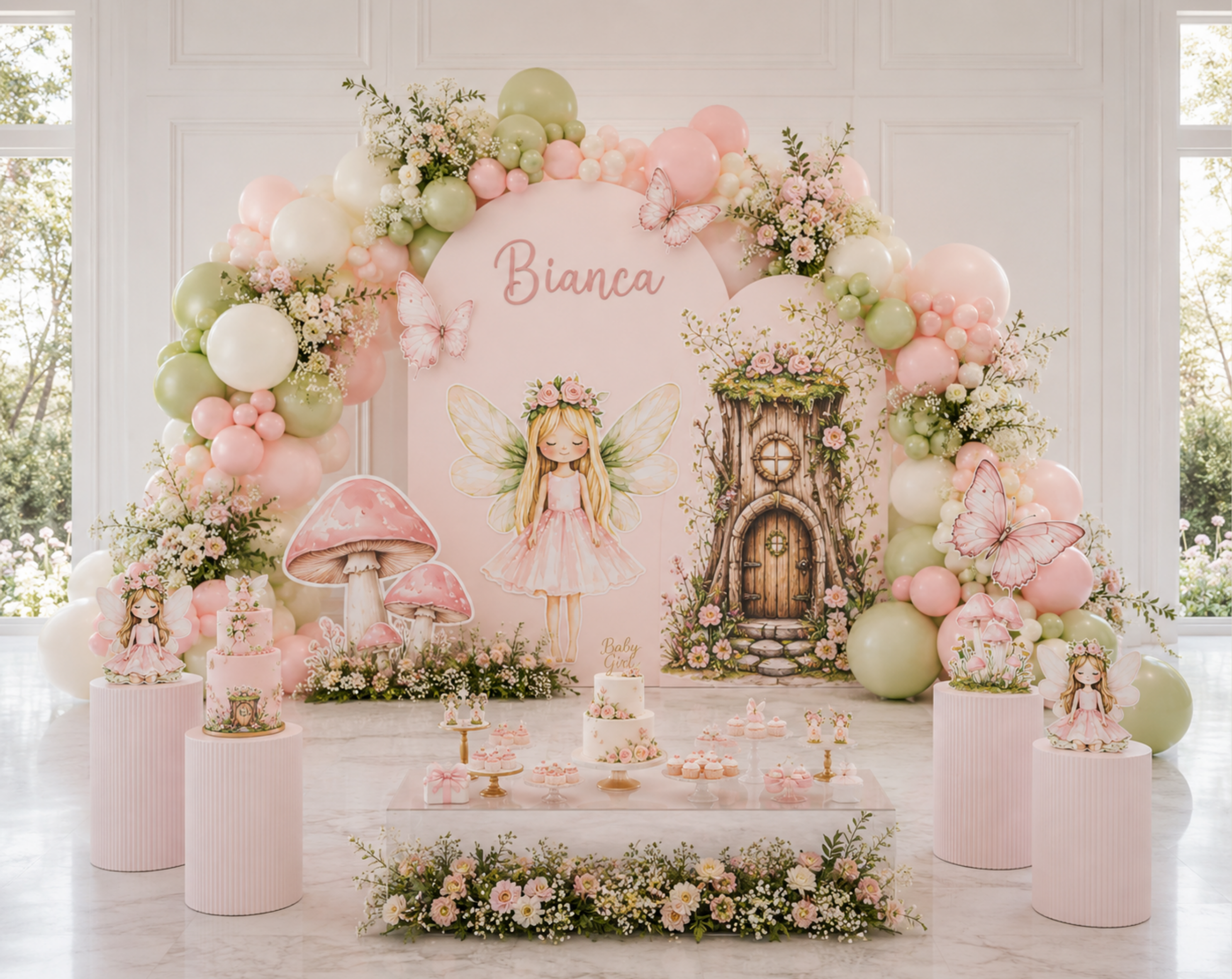 Magical Fairy Garden Birthday Backdrop & Cutouts | Personalized Fairy Party Decorations