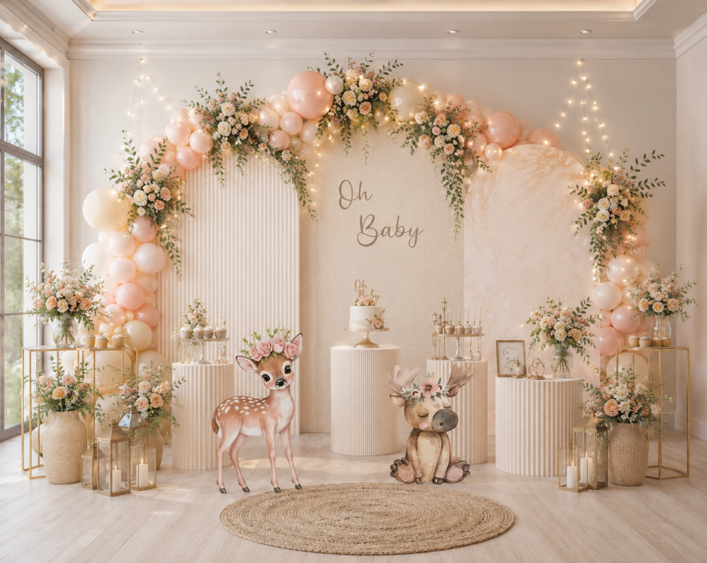 Custom Woodland Baby Shower Backdrop & Animal Cutouts | Forest First Birthday Party Decor
