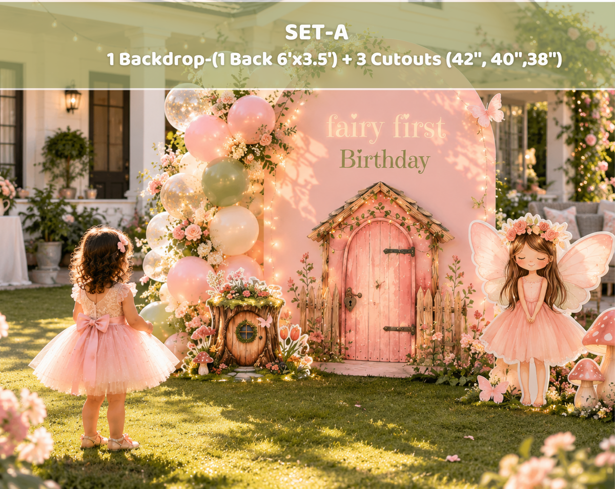 Magical Fairy Garden Birthday Backdrop & Cutouts | Personalized Fairy Party Decorations