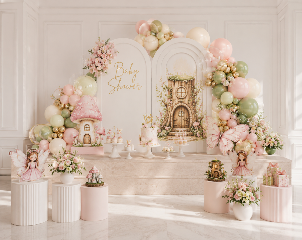 Magical Fairy Garden Birthday Backdrop & Cutouts | Personalized Fairy Party Decorations