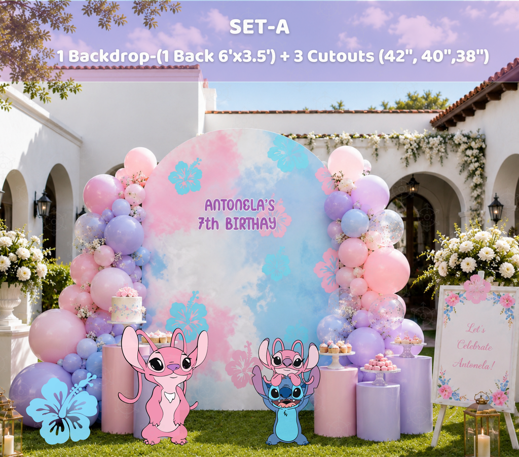 Tropical Blue Alien Birthday Backdrop & Cutouts | Custom Hawaiian Party Decorations
