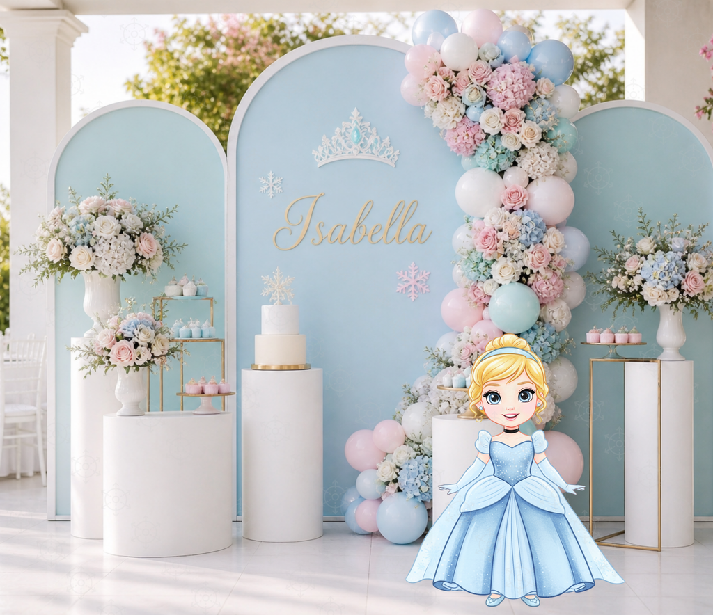 Baby Princess Birthday Backdrop & Cutouts | Personalized Royal Baby Shower Party Decorations
