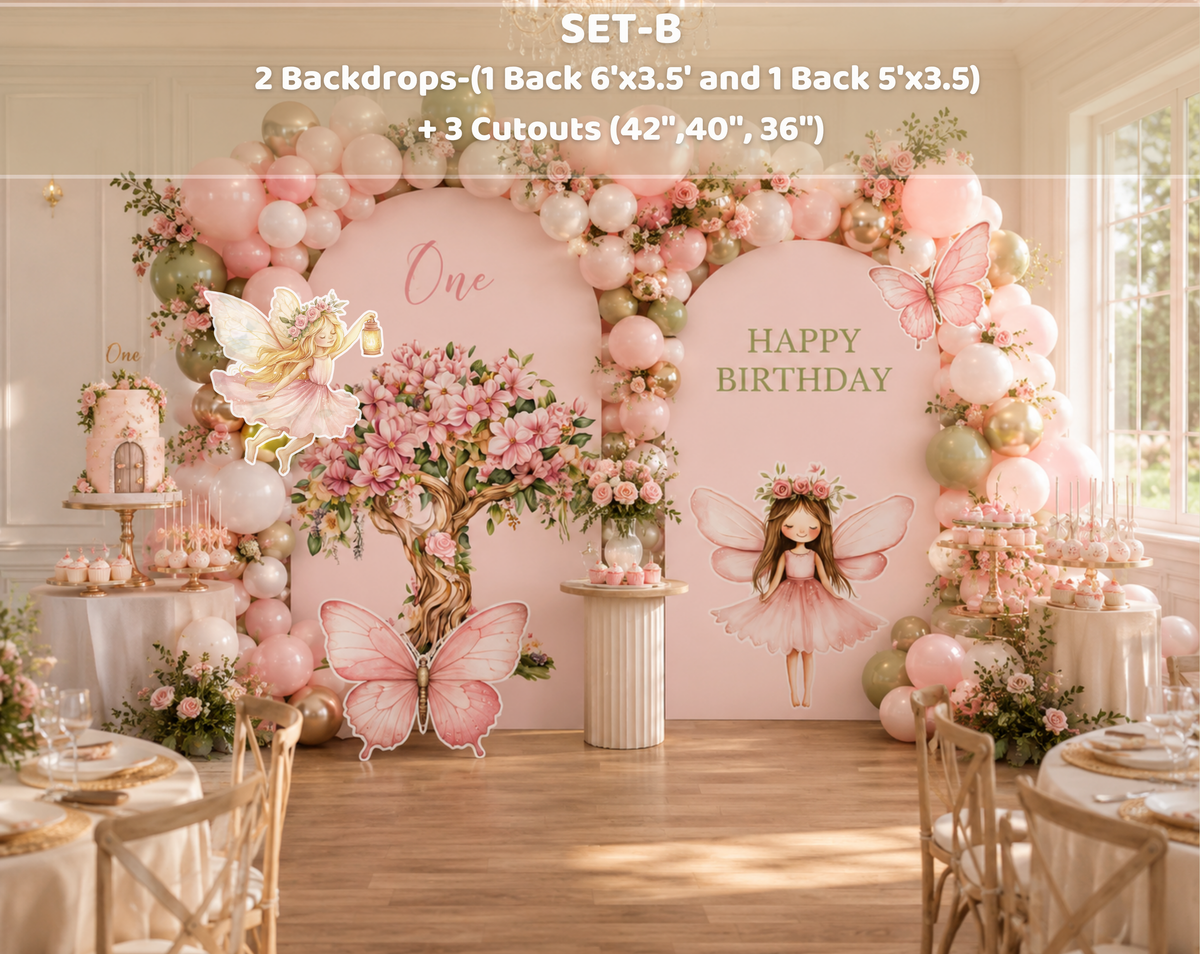 Magical Fairy Garden Birthday Backdrop & Cutouts | Personalized Fairy Party Decorations