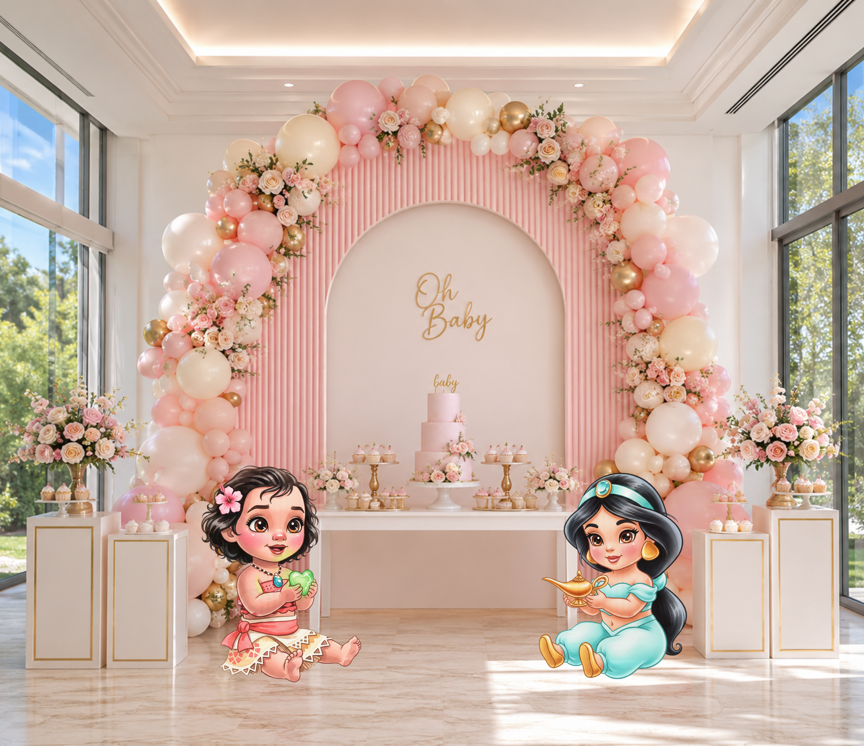 Baby Princess Birthday Backdrop & Cutouts | Personalized Royal Baby Shower Party Decorations