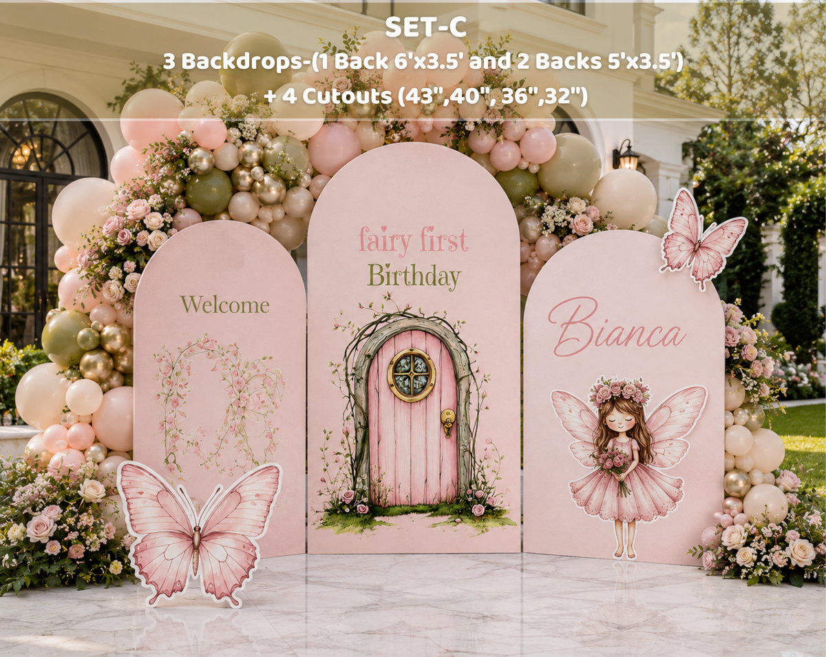 Magical Fairy Garden Birthday Backdrop & Cutouts | Personalized Fairy Party Decorations