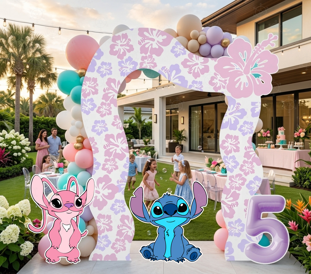 Tropical Blue Alien Birthday Backdrop & Cutouts | Custom Hawaiian Party Decorations