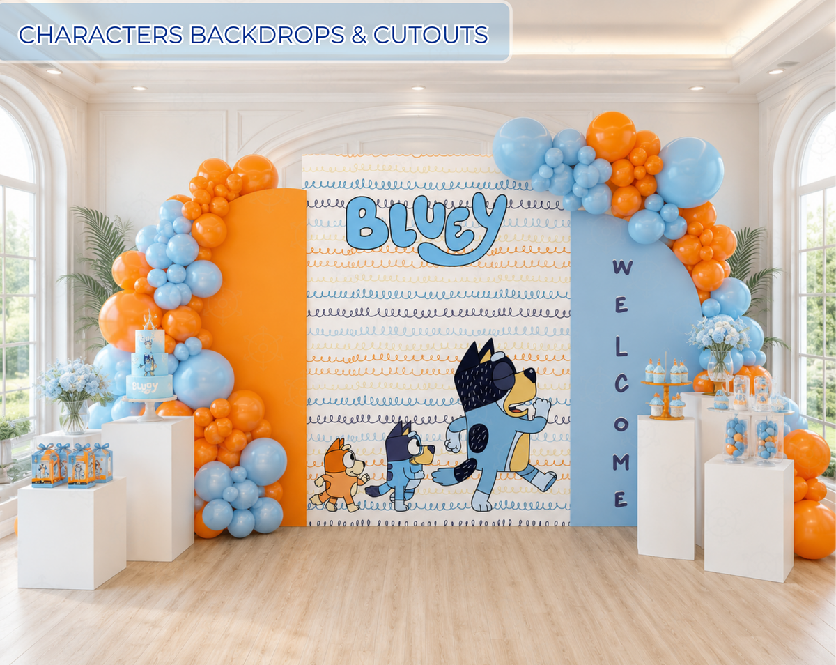 Bluey Birthday Backdrops, Cutouts & Yard Signs | Personalized Party Decorations