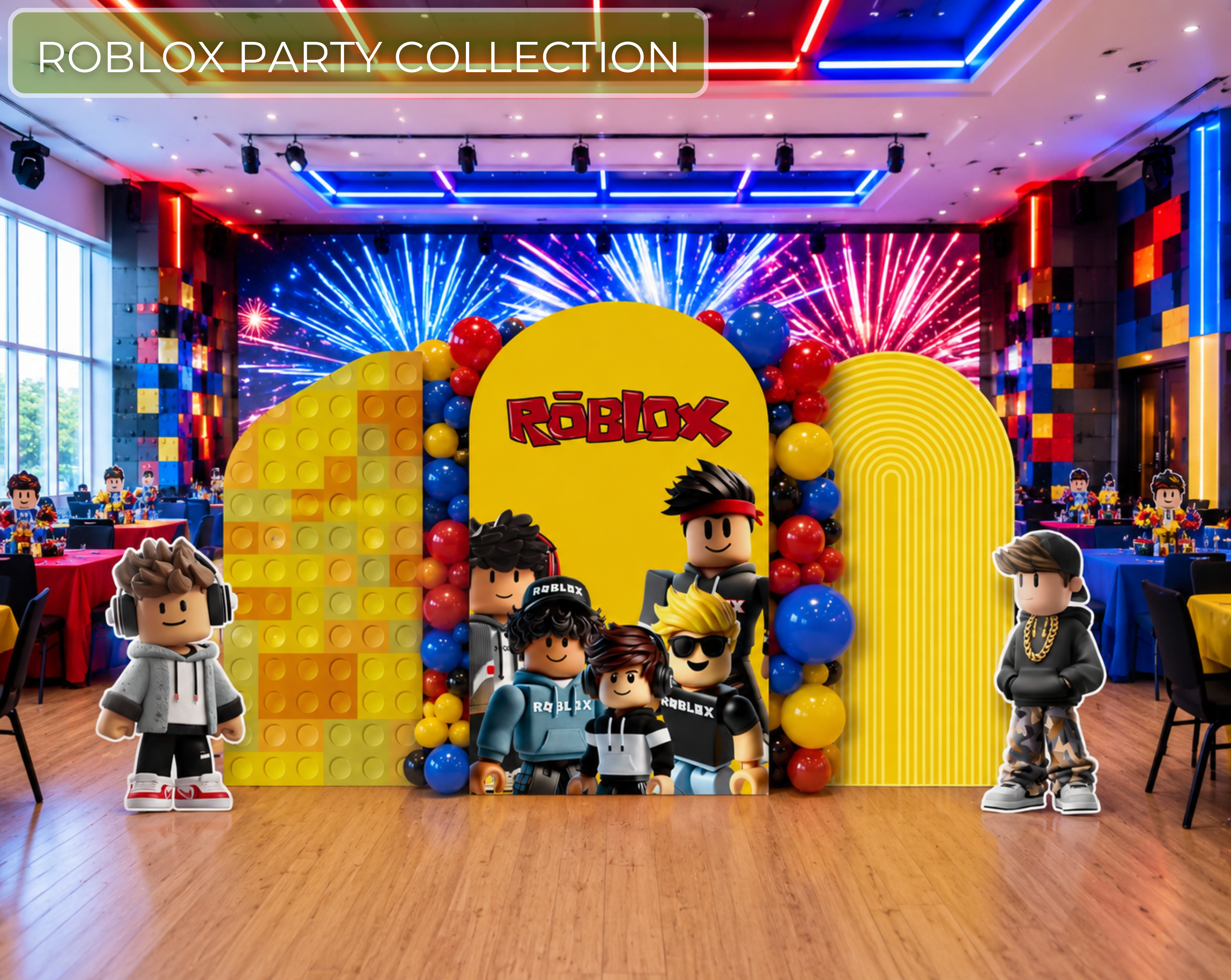 Block Game Birthday Backdrop & Cutouts | Personalized Gamer Party Decorations