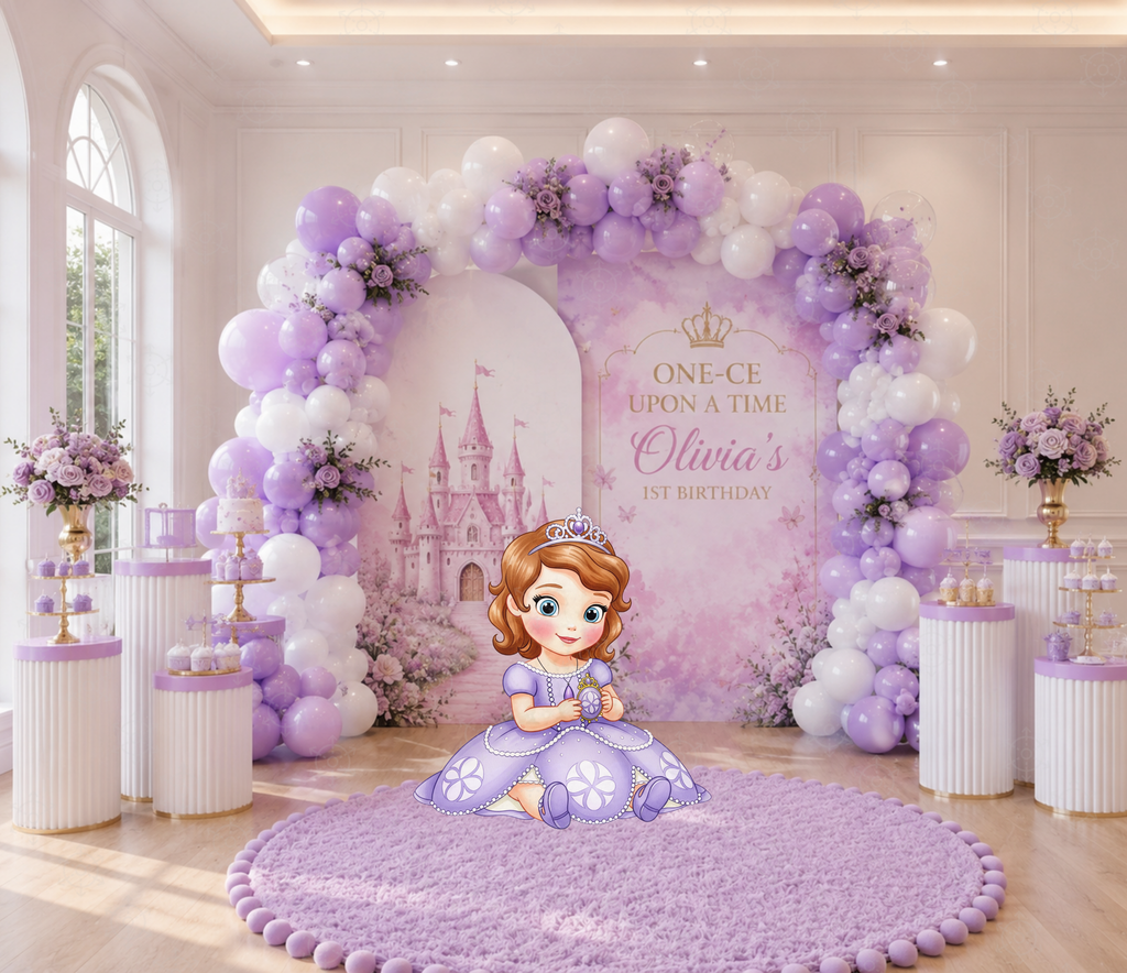 Baby Princess Birthday Backdrop & Cutouts | Personalized Royal Baby Shower Party Decorations