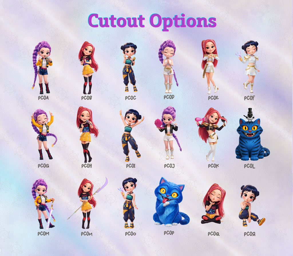 Chibi Teen Idol Concert Birthday Backdrop & Standee Cutouts Set | Personalized Party Decorations