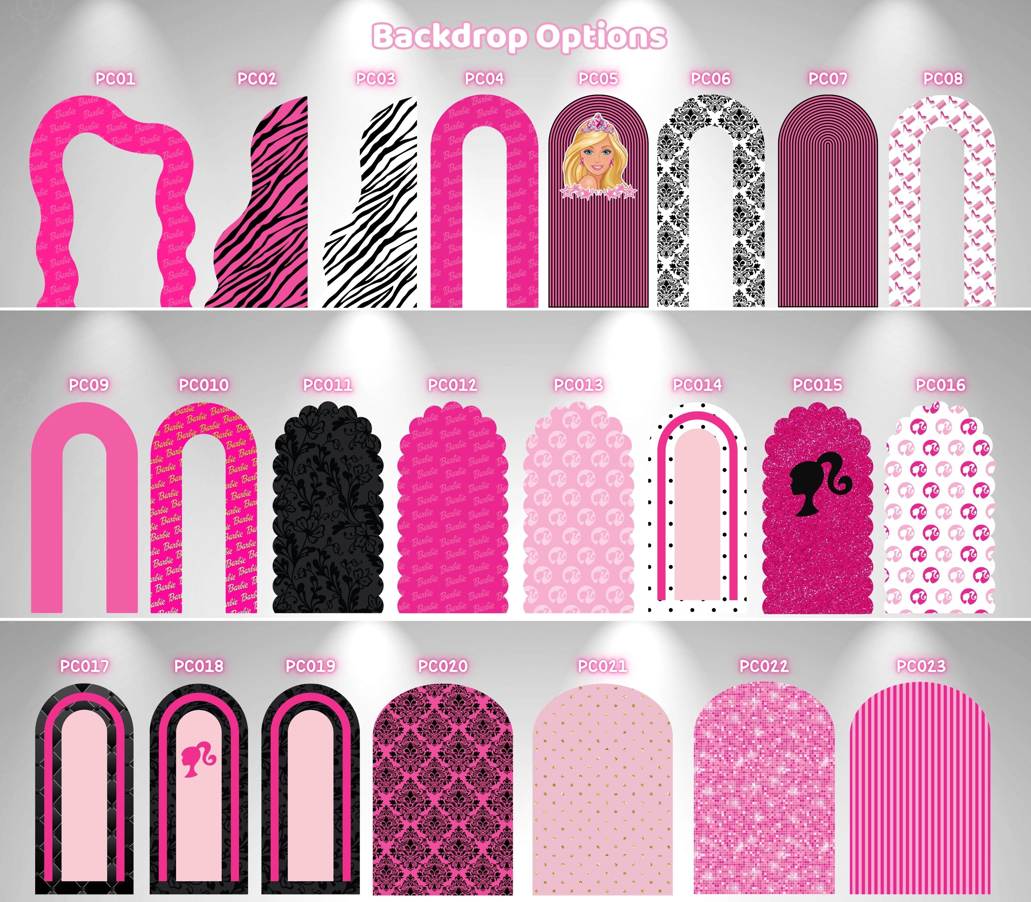 Pink Fashion Doll Birthday Backdrop & Cutouts Set | Personalized Glam Girls Party Decorations