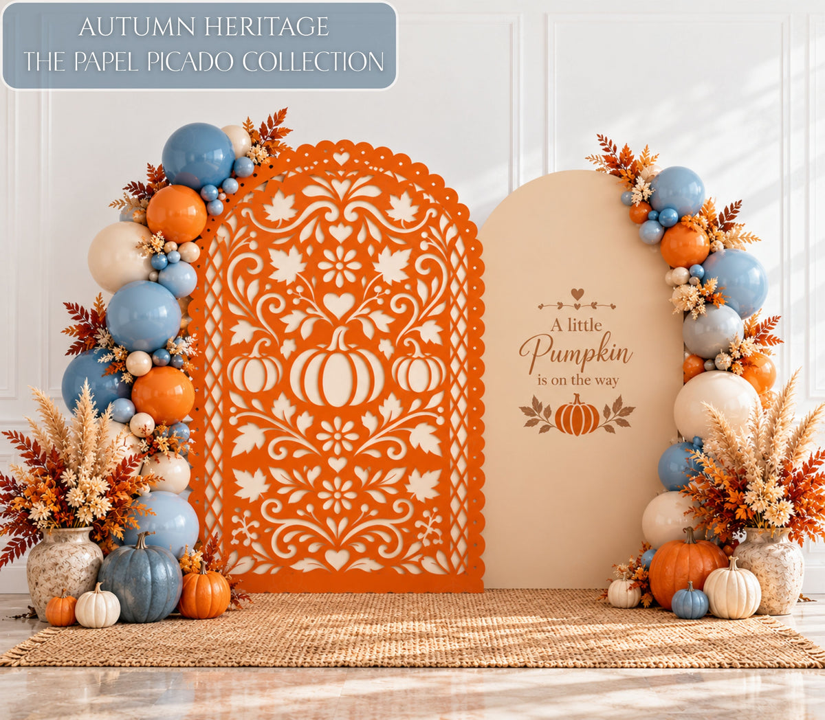 Autumn Pumpkin Birthday Backdrop | Fall Papel Picado Party Decor