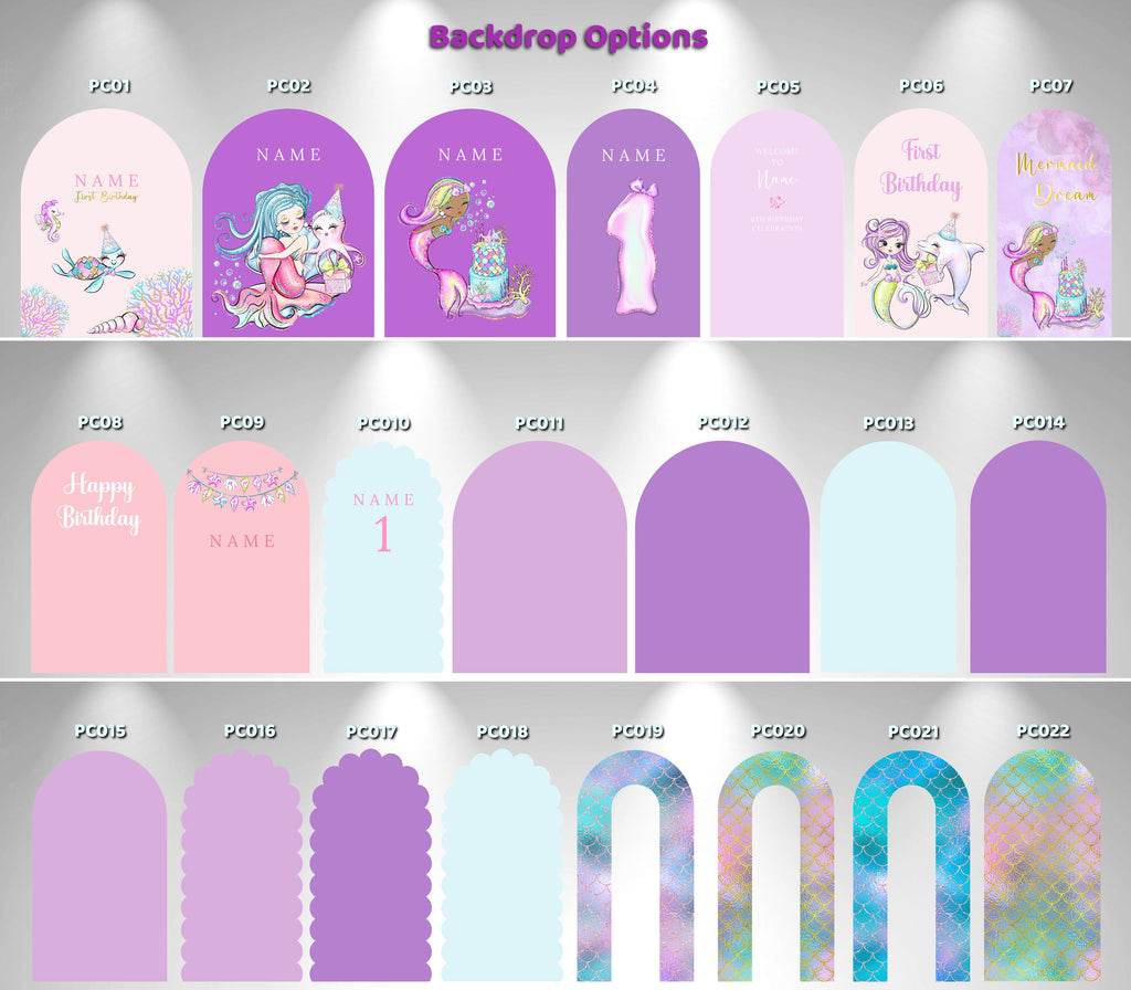 Personalized Mermaid Birthday Backdrop & Cutouts Set | Under the Sea Party Decorations