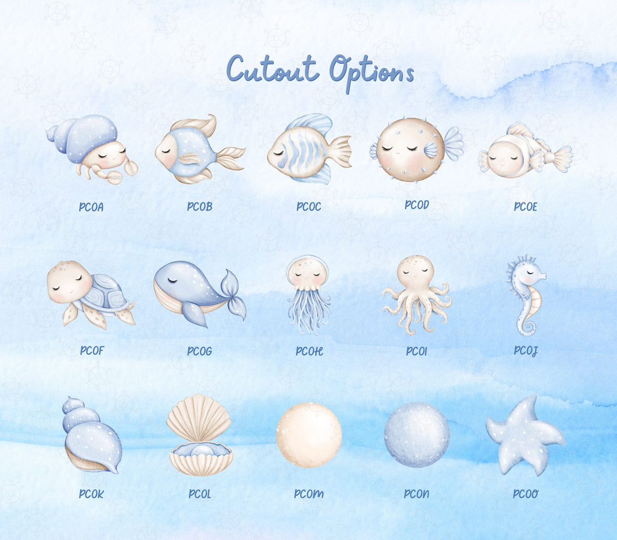 Cute Ocean Animals Birthday Backdrop & Cutouts Set | Personalized Under the Sea Party Decorations