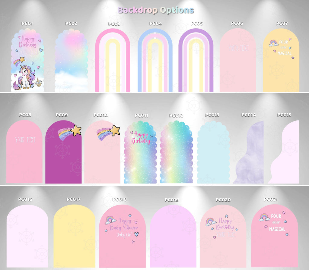 Personalized Unicorn Birthday Backdrop & Cutouts Set | Pink Pastel Party Decorations