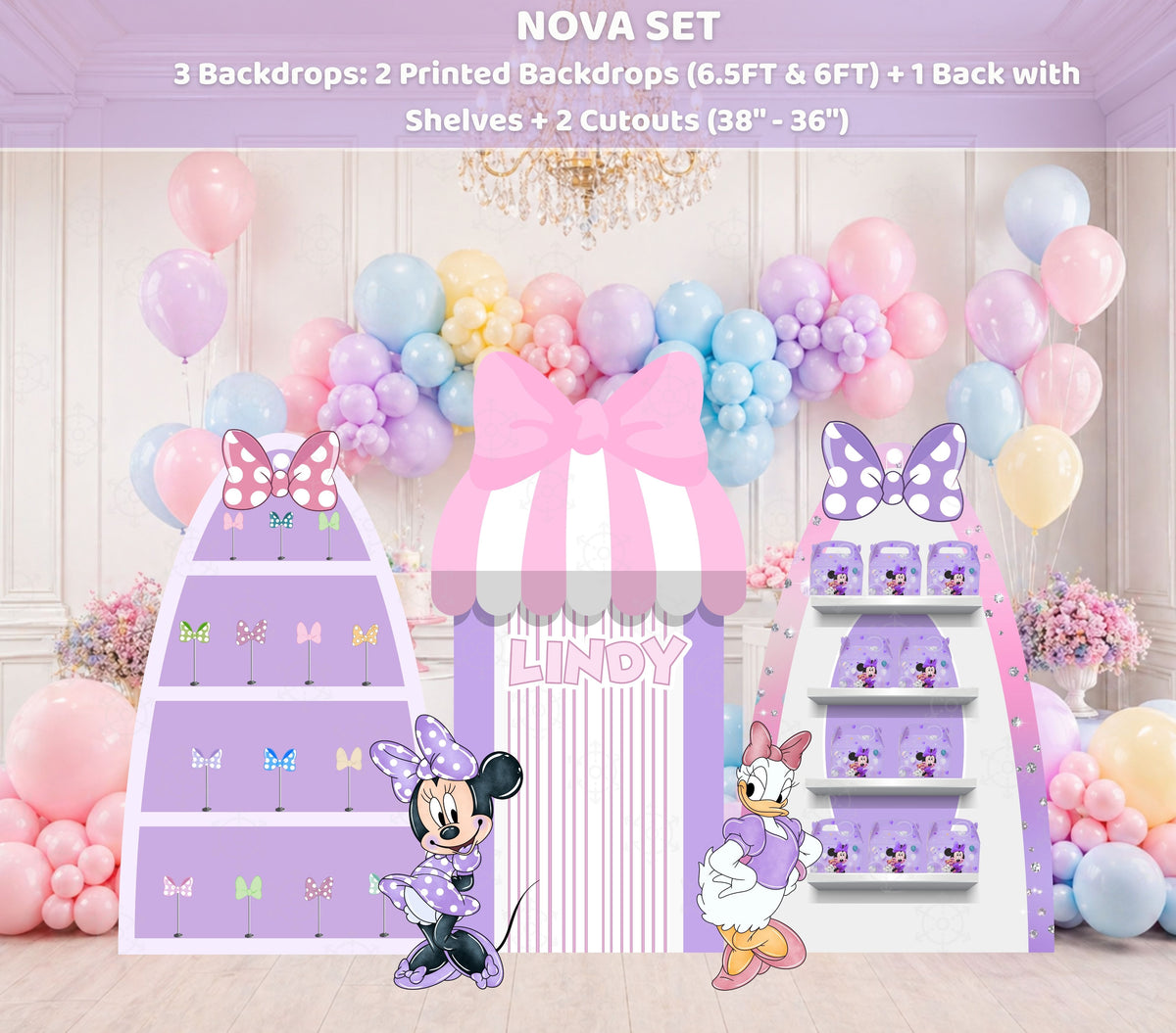 Bow-Tique Birthday Backdrop & Cutouts | Pink Bow Party Decor