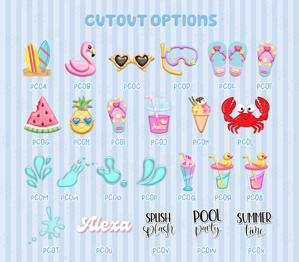 Personalized Summer Pool Party Backdrop & Cutouts Set | Kids Birthday Decorations