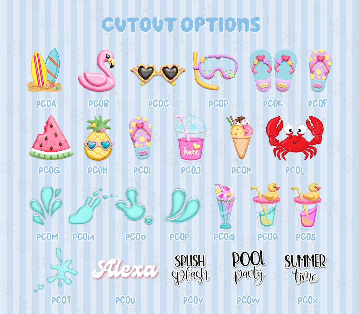 Personalized Summer Pool Party Backdrop & Cutouts Set | Kids Birthday Decorations