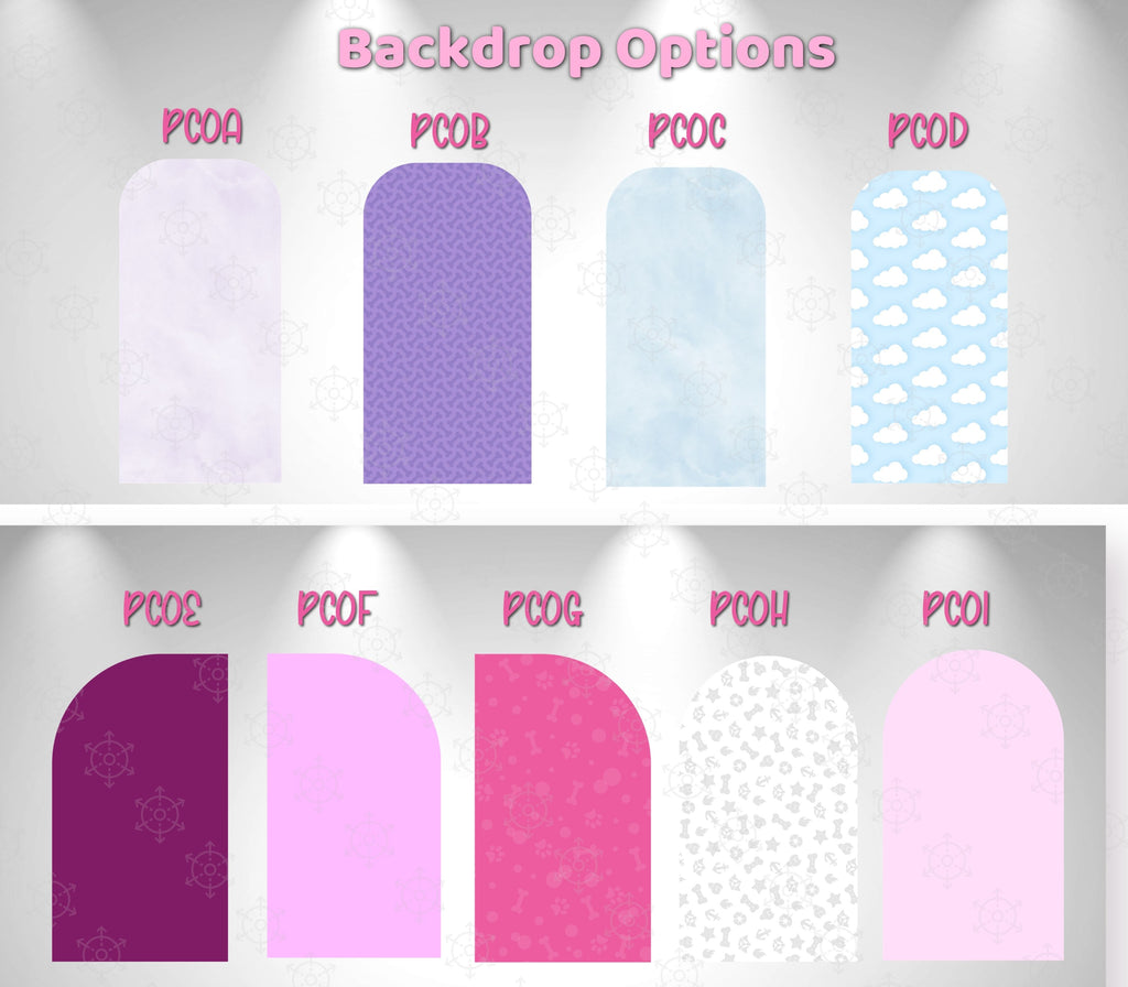 Pink Puppy Birthday Backdrop & Cutouts Set | Personalized Puppy Patrol Party Decorations
