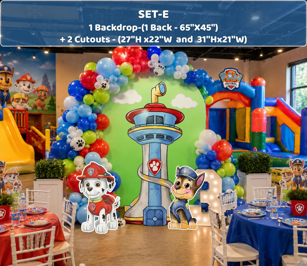 Puppy Rescue Birthday Backdrop & Cutouts | Personalized Dog Theme Kids Party Decorations