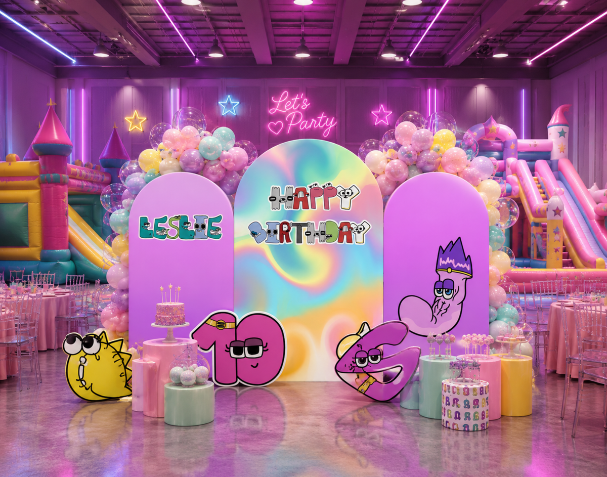 Custom Alphabet Lore Birthday Backdrop & Character Cutouts | Personalized Kids Party Decorations