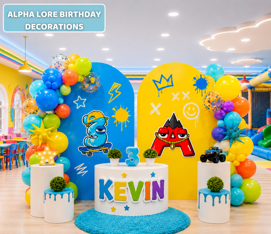 Custom Alphabet Lore Birthday Backdrop & Character Cutouts | Personalized Kids Party Decorations