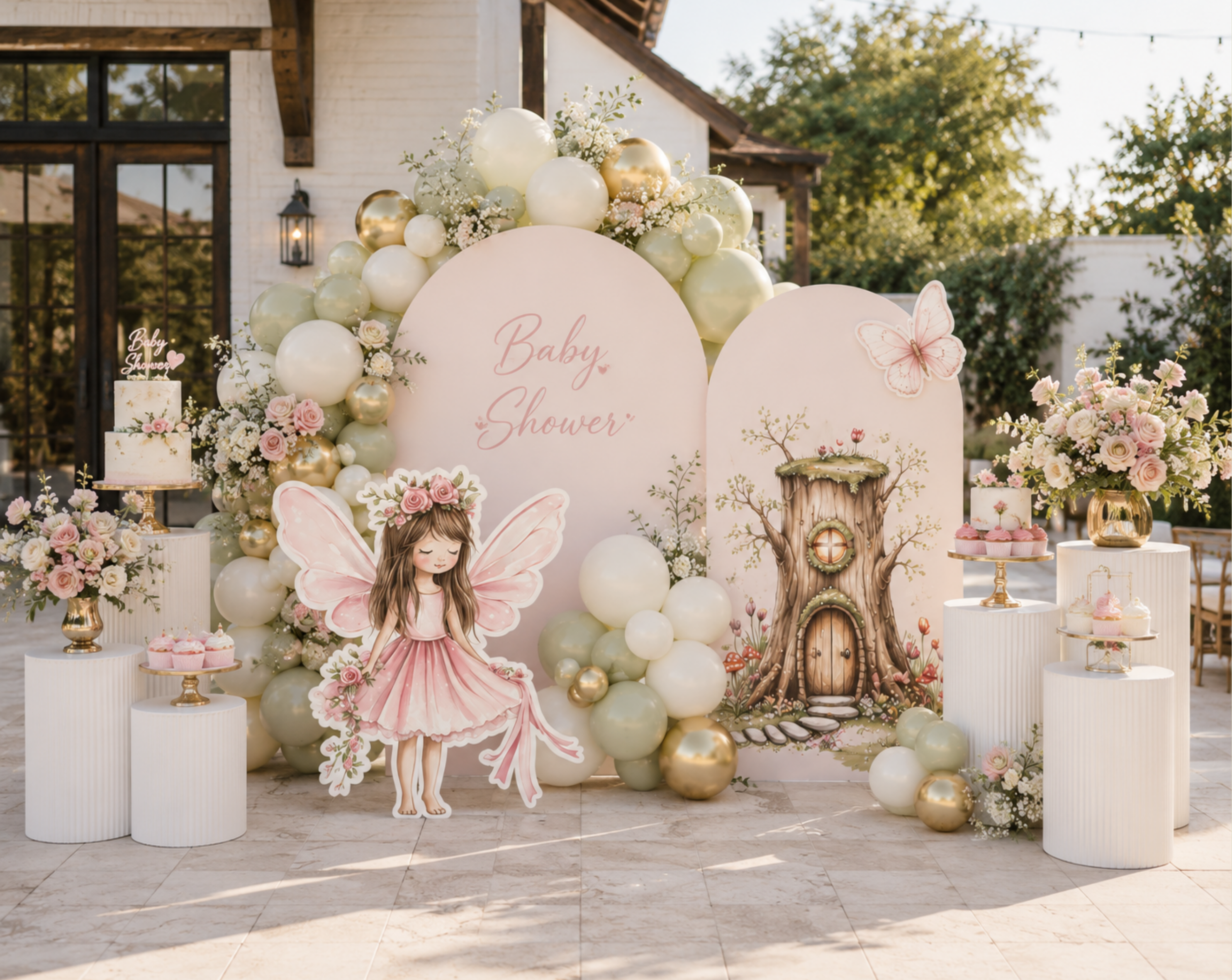 Magical Fairy Garden Birthday Backdrop & Cutouts | Personalized Fairy Party Decorations