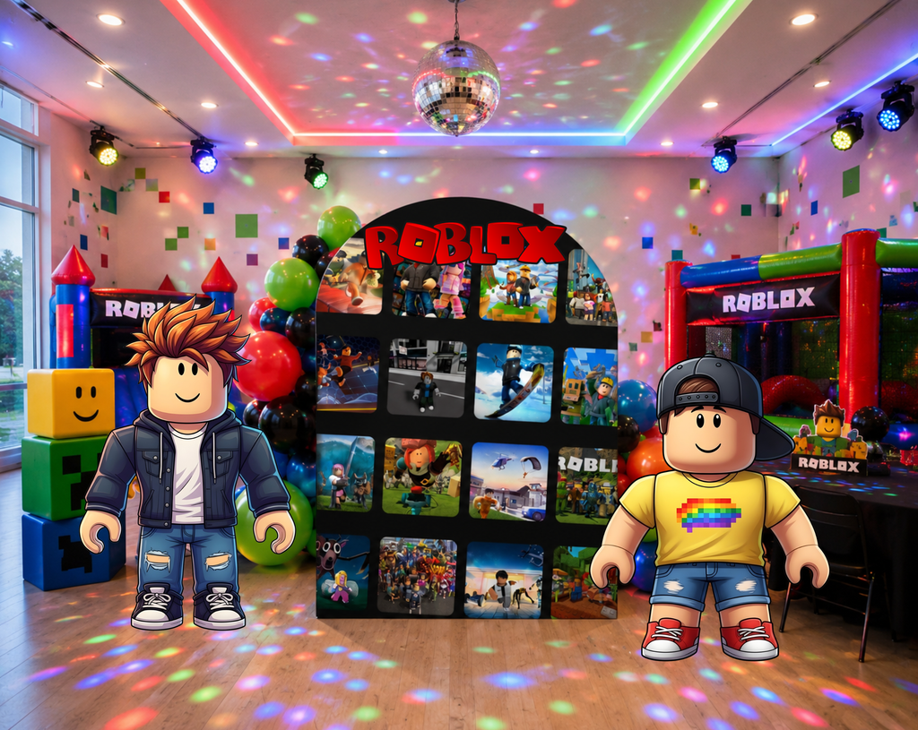 Block Game Birthday Backdrop & Cutouts | Personalized Gamer Party Decorations