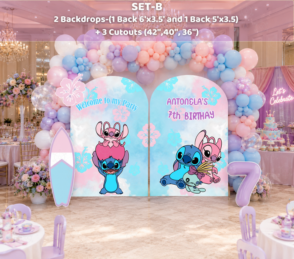 Tropical Blue Alien Birthday Backdrop & Cutouts | Custom Hawaiian Party Decorations