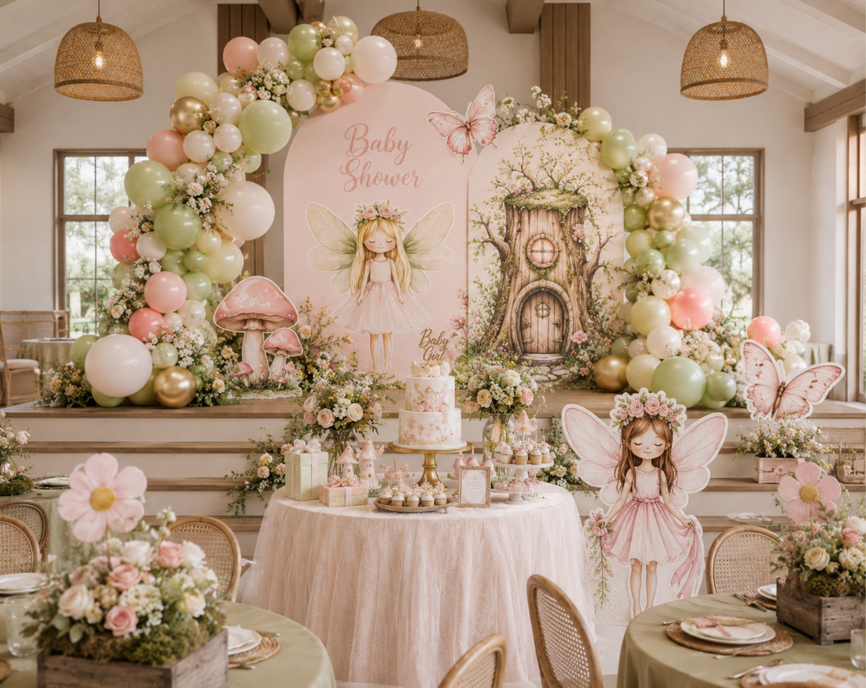 Magical Fairy Garden Birthday Backdrop & Cutouts | Personalized Fairy Party Decorations