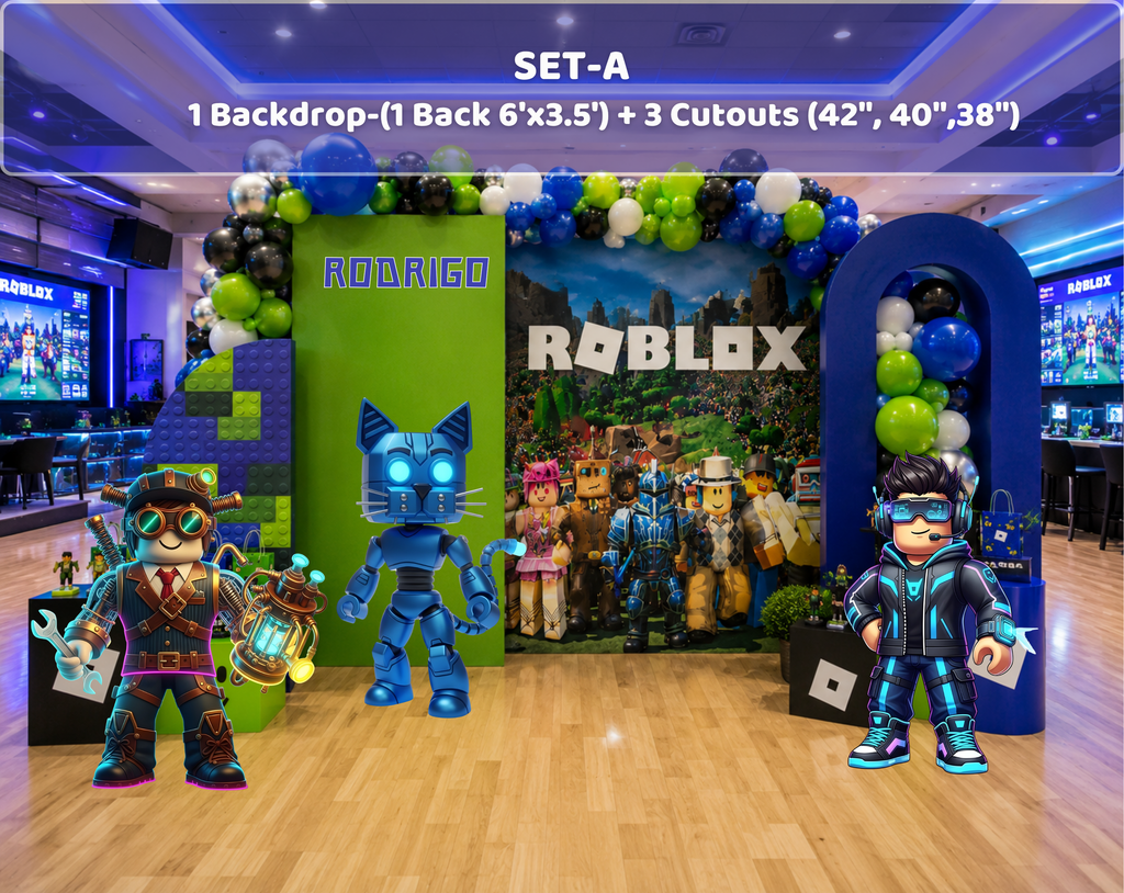 Block Game Birthday Backdrop & Cutouts | Personalized Gamer Party Decorations