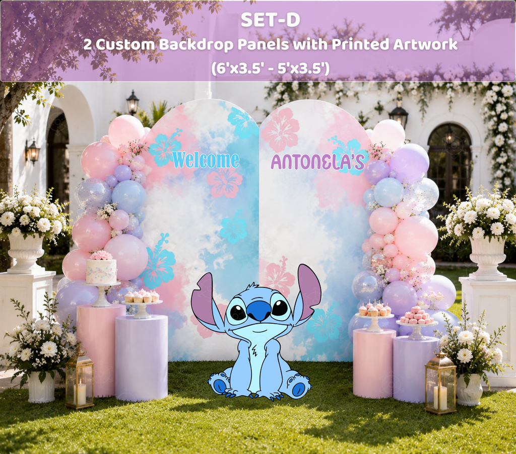 Tropical Blue Alien Birthday Backdrop & Cutouts | Custom Hawaiian Party Decorations