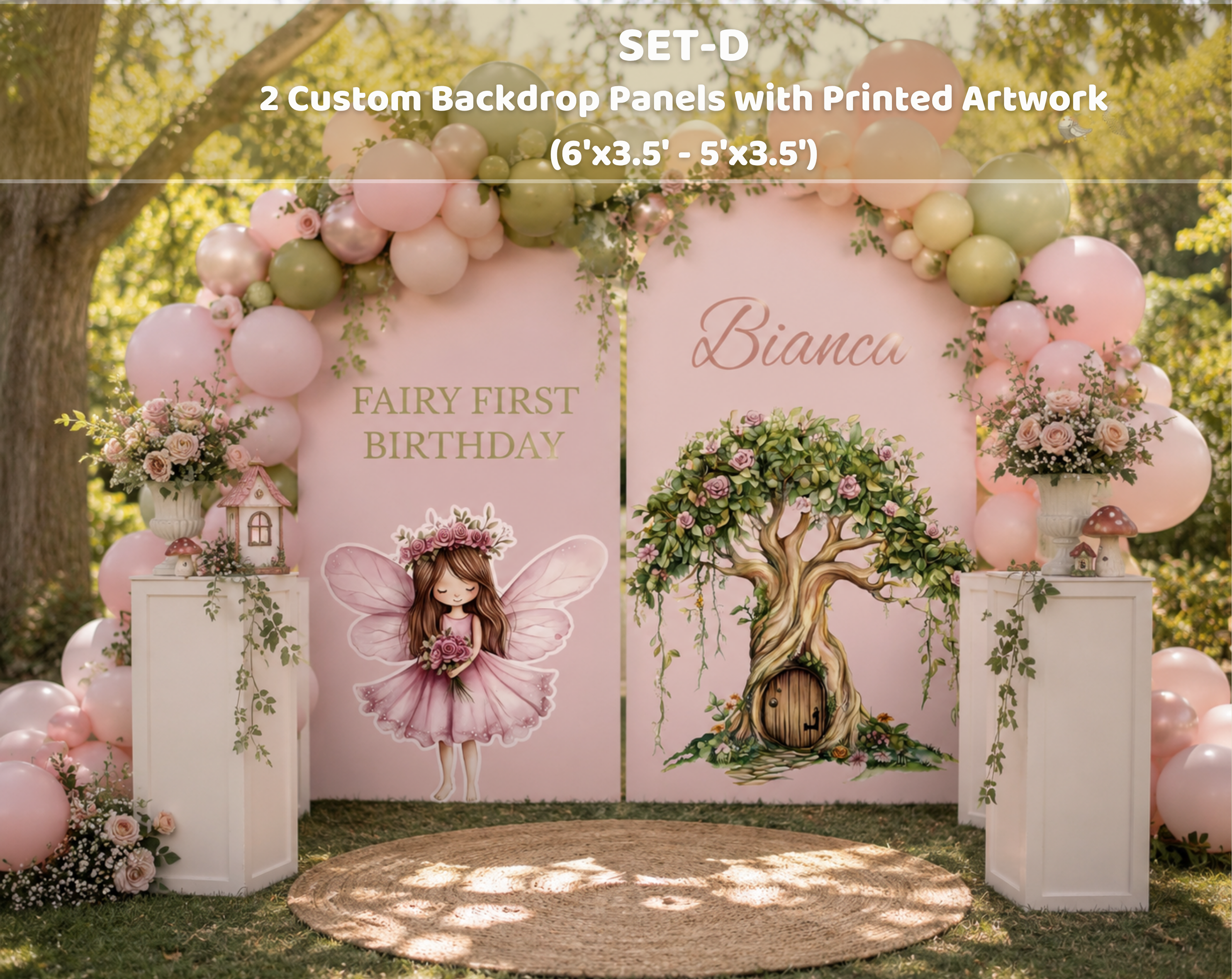 Magical Fairy Garden Birthday Backdrop & Cutouts | Personalized Fairy Party Decorations