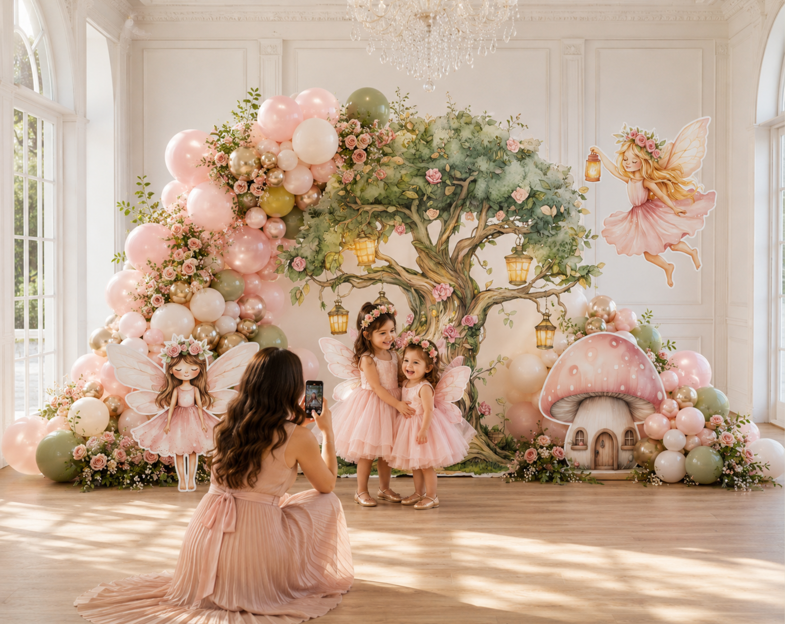 Magical Fairy Garden Birthday Backdrop & Cutouts | Personalized Fairy Party Decorations