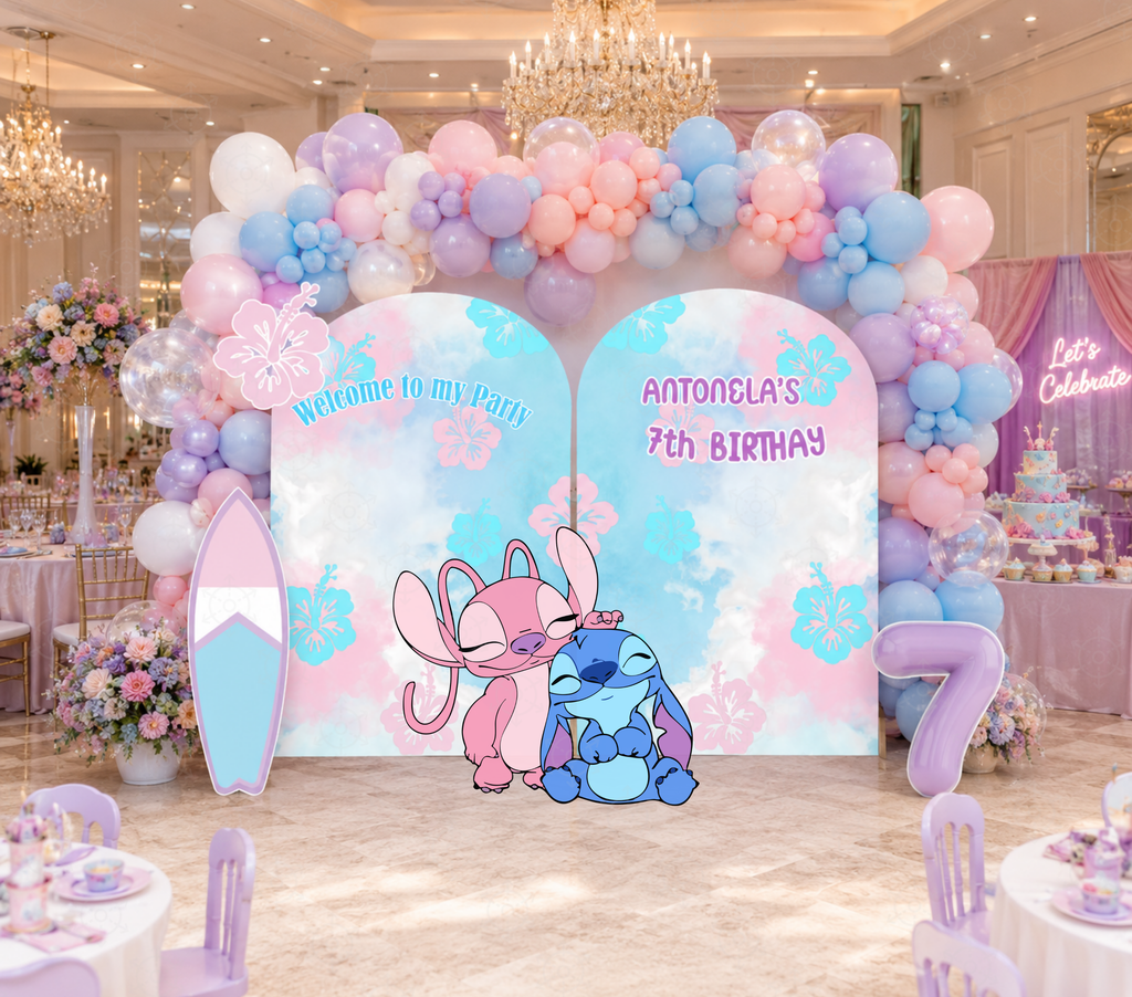 Tropical Blue Alien Birthday Backdrop & Cutouts | Custom Hawaiian Party Decorations