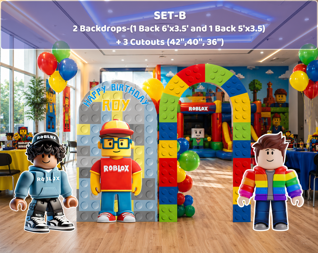 Block Game Birthday Backdrop & Cutouts | Personalized Gamer Party Decorations