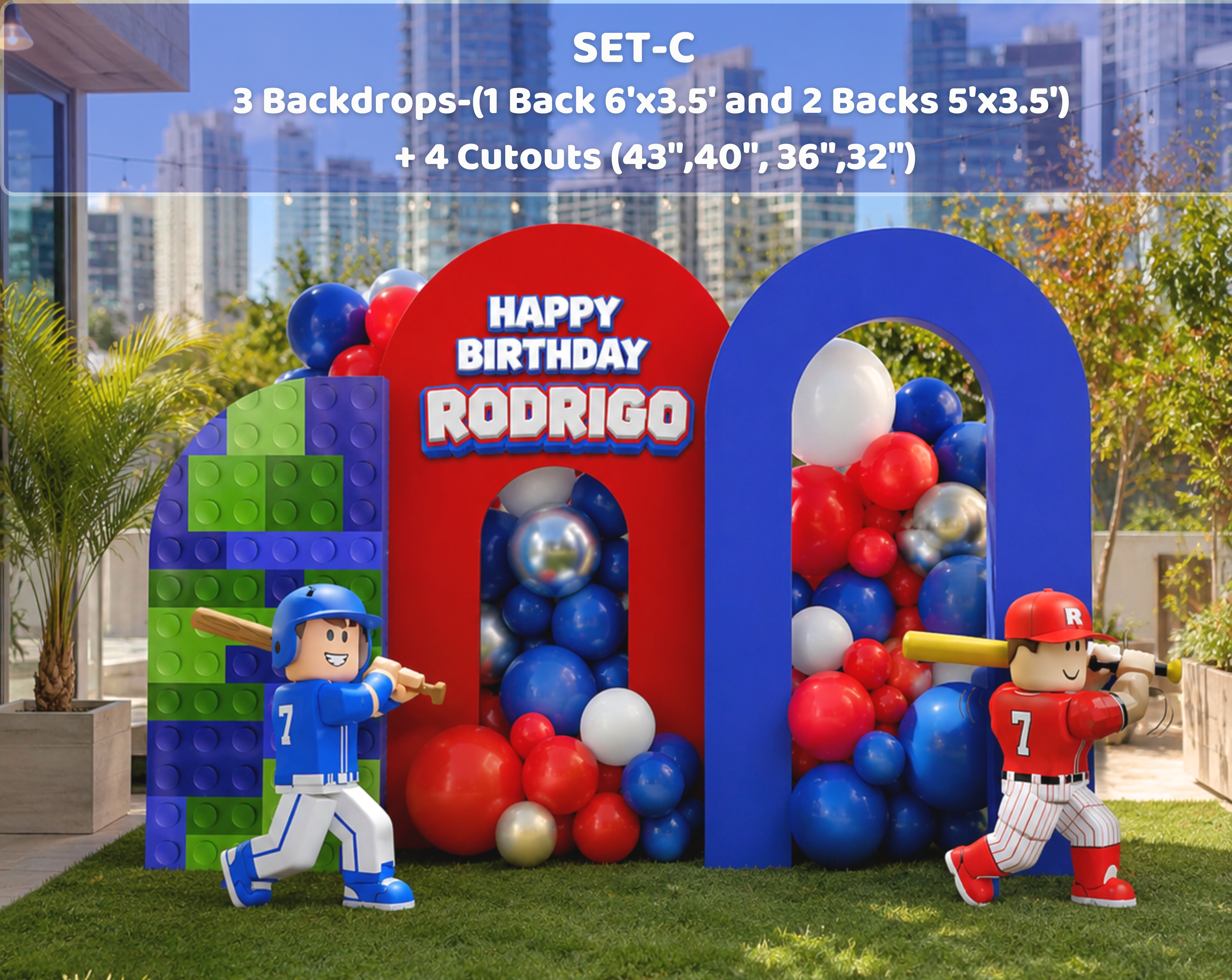 Block Game Birthday Backdrop & Cutouts | Personalized Gamer Party Decorations