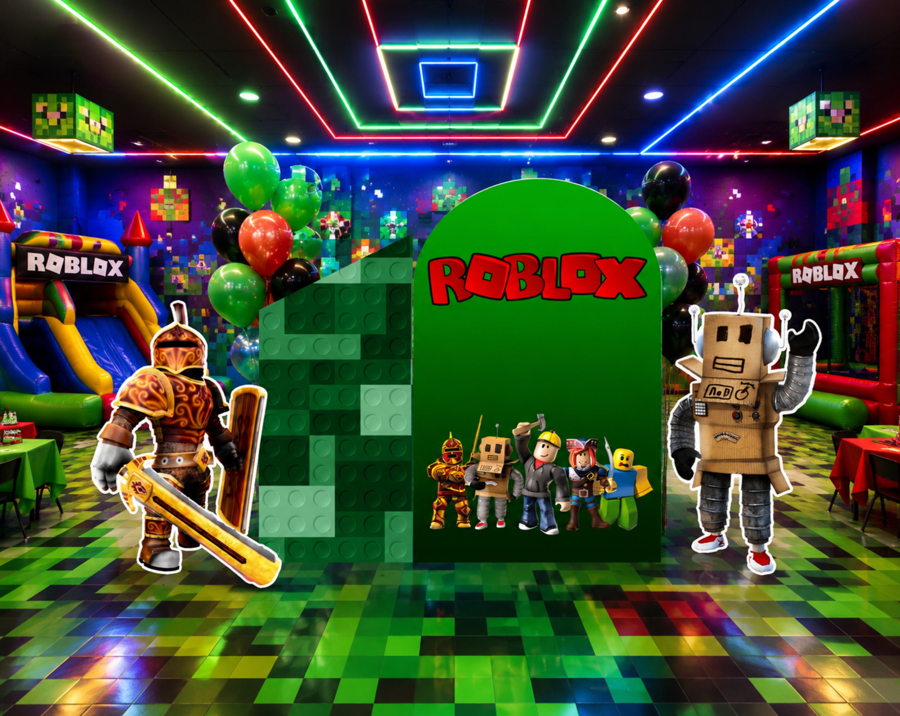 Block Game Birthday Backdrop & Cutouts | Personalized Gamer Party Decorations